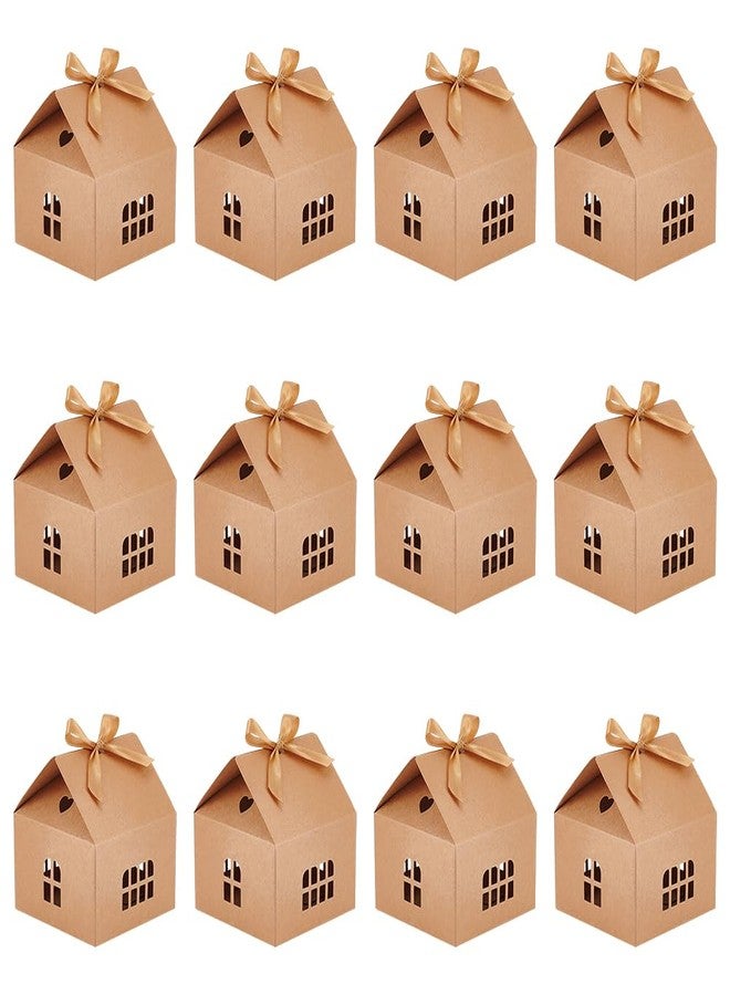 بينيكريت، ٢٠ عبوة من علب هدايا صغيرة على شكل منزل مع شريط، مقاس ٤.٩ × ٤.٩ × ٥.٣ بوصة، علب حلوى ورقية، أكياس هدايا من الورق المقوى لحفلات الزفاف وحفلات استقبال المولود الجديد وأعياد الميلاد، لون قمح - Image 1